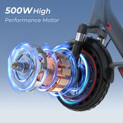 AOVOPRO TMAX Electric Scooter, 500W Motor, 21 mph Top Speed, 10-Inch Solid Tires, Dual Hydraulic Shock Absorption, Dual Braking System, App Control, Gray