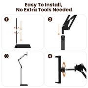 ETEPEHI Tablet Floor Stand, 360-Degree Rotatable Metal Holder, Black