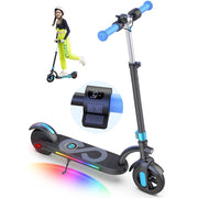 MIHOVER Electric Scooter for Kids, 180W Motor, 10 mph Speed, Adjustable Handlebar, LED Lights, 6.5-Inch Solid Wheels, Silvery