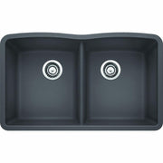 Blanco 441470 Silgranit II Diamond Equal Double Bowl, Cinder
