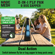 Allstar Innovations Magic Mesh 2-in-1 Fly Fan and Mosquito Zapper, USB-C Rechargeable, Portable Indoor and Outdoor Electronic Insect Killer