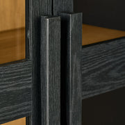Better Homes & Gardens 441422 Ezra Glass Door Storage Cabinet, Rich Black Finish