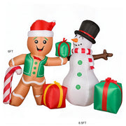 Magotan 8.5ft Outdoor Christmas Inflatable Snowman and Gingerbread Decoration with Built-In LED Lights