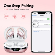 Tikland X17-Pro Wireless Earbuds, Bluetooth 5.3, HD Stereo, Active Noise Cancellation, IPX7 Waterproof, Sports In-Ear Headphones with Mic, Rose Gold