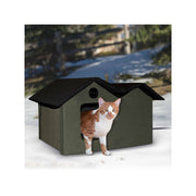 K&H Pet Products 100213436 Outdoor Multi-Kitty House Cat Shelter Heated or Unheated, Olive, Heated