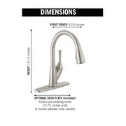 Delta 19810-SS-DST Classic Stainless Single Handle Pull-down Kitchen Faucet with Sprayer Function (Deck Plate Included)