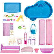 Mattel Barbie DreamHouse Dollhouse with 2 Pools, 2 Slides, 2 Houses, Wheelchair-Accessible Elevator, 3 Levels, 65+ Furniture and Accessories, Multicolor, JKG84