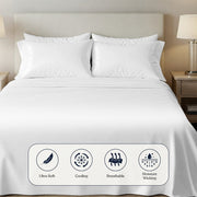 Delara 100% Viscose Derived from Bamboo Flat Sheet, Ultra-Soft, Cooling, Moisture-Wicking, White, Queen, 96x105