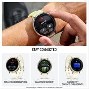 Garmin Venu 4 GPS Smartwatch, 41mm Stainless Steel Case, Bone Silicone Band, 1.2in AMOLED Display, Built-in Flashlight, Up to 10 Days Battery Life, Multi-Sport Tracker