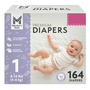Member's Mark Premium Baby Diapers, Size 1 (8-14 lb), Ultra Absorbent Core, Plush Soft Feel, Leak Protection, 164 Count, 990371019