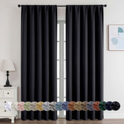 OVZME Wider 2 Panels Set, Solid Thermal Insulated Privacy Drapes Curtains, Black, 50 in W x 84 in L - Easy Maintenance