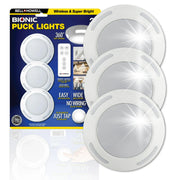 E. Mishan & Sons Inc 9308 Bell Howell Puck Lights 3-Pack LED with Remote