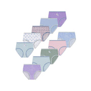 Wonder Nation Girls Cotton Brief Underwear, 10-Pack, Multicolor, Comfort Elastic Waistband, Sizes 4-18 & Plus