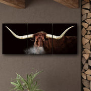 Scott Kennedy Winter Longhorn Triptych Block Mounted Panel 3-Piece Set - 16