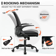 Coolhut KD339C-BLACK Office Chair with Adjustable Armrests, Black