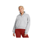 Under Armour Womens UA Icon Fleece Oversized Half Zip Sweatshirt, Ultra-Soft Cotton Blend, Midweight Fleece, Mod Gray Light Heather-White, Medium, 1386460