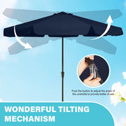 FUNDAZE 10ft Outdoor Patio Umbrella, Navy Blue, Round Canopy, Crank Lift, Adjustable Tilt, Heavy Duty Iron Frame