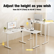 Ergomaker L-Shaped Electric Standing Desk, Height Adjustable 28.7-46.5 in, 50.8 x 50.8 in, White, SM303