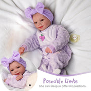 Babeside Lifelike Reborn Baby Doll, 17 Inch, Soft Vinyl and Cloth Body, Realistic Newborn Girl with Bassinet and Feeding Kit