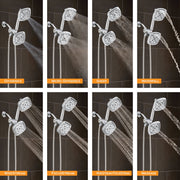 Oxygenics Arc Chrome Combo Shower Head, Dual Spray Faces, 80 High-Pressure Settings, 72-Inch Stainless Steel Hose, Chrome Finish, 77388