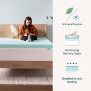 Linenspa WMLS30TT18GRT 3-Inch Cooling Gel and Green Tea Infused Memory Foam Mattress Topper, Plush, Sea Foam, Twin