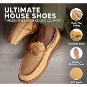 Minnetonka 3902 Moccasin Pile-Lined Hardsole Mocs for Men - Brown - 9M