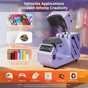 Gochifix Automatic Hat Heat Press Machine, Purple, 2 Interchangeable Platens for Caps and Hats, Adjustable Temperature and Time Control