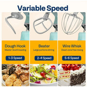 SPECSTAR VH1656-BL 9 in 1 Multifunctional Stand Mixer with Fermentation, 6 Speed 7.5 Quart Kitchen Electric Food Mixer with Timer, Meat Grinder, Juice Blender, Vegetable Slicer, Pasta and Cookie Maker, Blue