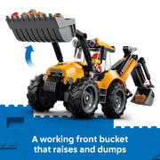 LEGO City Yellow Backhoe Loader Building Toy with Functional Bucket and Backhoe, Includes Minifigures and Accessories, 301 Pieces, 60480