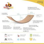 Kinderfeets Kinderboard LITE Wooden Balance Board, Multifunctional, Lightweight, Natural, Supports Up to 300 lbs, Ages 18 Months+