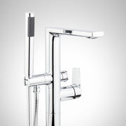 Signature Hardware Berwyn Floor Mounted Tub Filler Faucet with Single-Function Hand Shower, Brushed Gold, Single Handle, 953648-LV