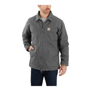 Carhartt 104293-GVL Loose-Fit Washed Duck Sherpa-Fleece Lined Coat for Men, Gravel, S