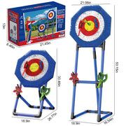 Plustopoy Axe Throwing Game Set, 3-in-1 Outdoor Target with 3 Plastic Axes, 3 Star Darts, Adjustable Stand up to 53 in, Portable, Blue