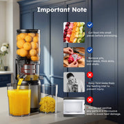 SIMZLIFE MJ006 Cold Press Masticating Juicer with 5.1 in Wide Feed Chute, 150W Motor, High Juice Yield, Black