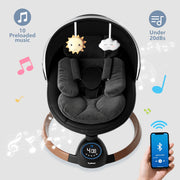 TouHeart Electric Baby Swing Infant Rocker with Bluetooth, Remote Control, 5 Speeds, 10 Lullabies, 3 Timer Settings, Black, F8033