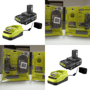 Ryobi One+ 18V Lithium-Ion 2.0Ah Battery and Charger Kit, Fast Charging, Extreme Weather Durable, Integrated LED Fuel Gauge, Compact Lightweight