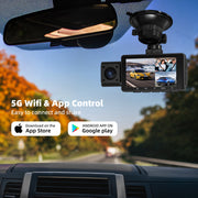 NEXPOW J08 3-Channel 4K WiFi Dash Cam, Front Rear Cabin 4K+1080P+1080P,170 Degrees Wide Angle WDR Night Vision
