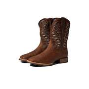 Ariat Hybrid VentTEK Western Boots, Wide Square Toe, Distressed Brown/American Flag, Leather with Breathable Mesh, 11