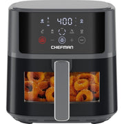 Chefman RJ38-6TW-GREY TurboFry Touch 6-QT Easy-View Air Fryer w/ 4 Cooking Presets, Gray