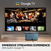 ViewSonic LX60HD Portable LED Projector, 1080p Full HD, 630 ANSI Lumens, Built-In Google TV with Netflix, Auto Focus, H/V Keystone, Bluetooth, Wi-Fi, HDMI, USB-C