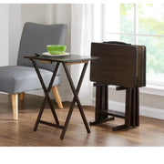 Mainstays PMTB01922-05 5-Piece Set Folding Tv Tray Table, Walnut 19 x 15 x 26 Inch
