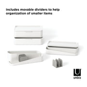 Umbra Glam Large Stackable Makeup Organizer with Removable Dividers, White, 10.5x7.25x9.75 in, 1019198-910