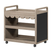 House of Happy Scallop Art Cart, Natural Finish, Three Shelves, Dual Chalkboard Sides, Locking Metal Casters