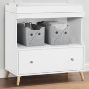 Delta Children Essex Convertible Changing Table with Drawer, Bianca White/Natural, JPMA Certified, W103010-123