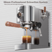 HiBREW H13 Semi-Automatic Espresso Machine, Dual Boiler, 6 Programmable Drink Modes, 1.3L Water Tank, Adjustable Pre-Infusion, Stainless Steel, Silver