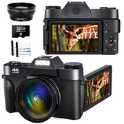 Yixinxin WD-G10 48MP 30FPS Vlogging Camera Camcorder with 32GB SD Card and 2 Batteries