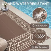 DEORAB Outdoor Rug, Waterproof Reversible Plastic Patio Carpet, 6 x 9 ft , Coffee and Brown- UV Protection