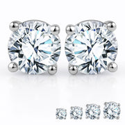 JeenMata RHJGJeprttranmn171 Lab Grown Diamond Earrings 1 Carat Round Cut 18k White Gold Plated Solitaire Studs