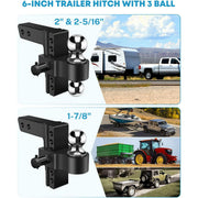 ZGRAO Adjustable Trailer Hitch, 2-Inch Receiver, 8-Inch Drop/Rise, Aluminum, 12,500 Lbs GTW