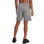 Under Armour Rival Fleece Shorts for Men - Castlerock Light Heather/White - L